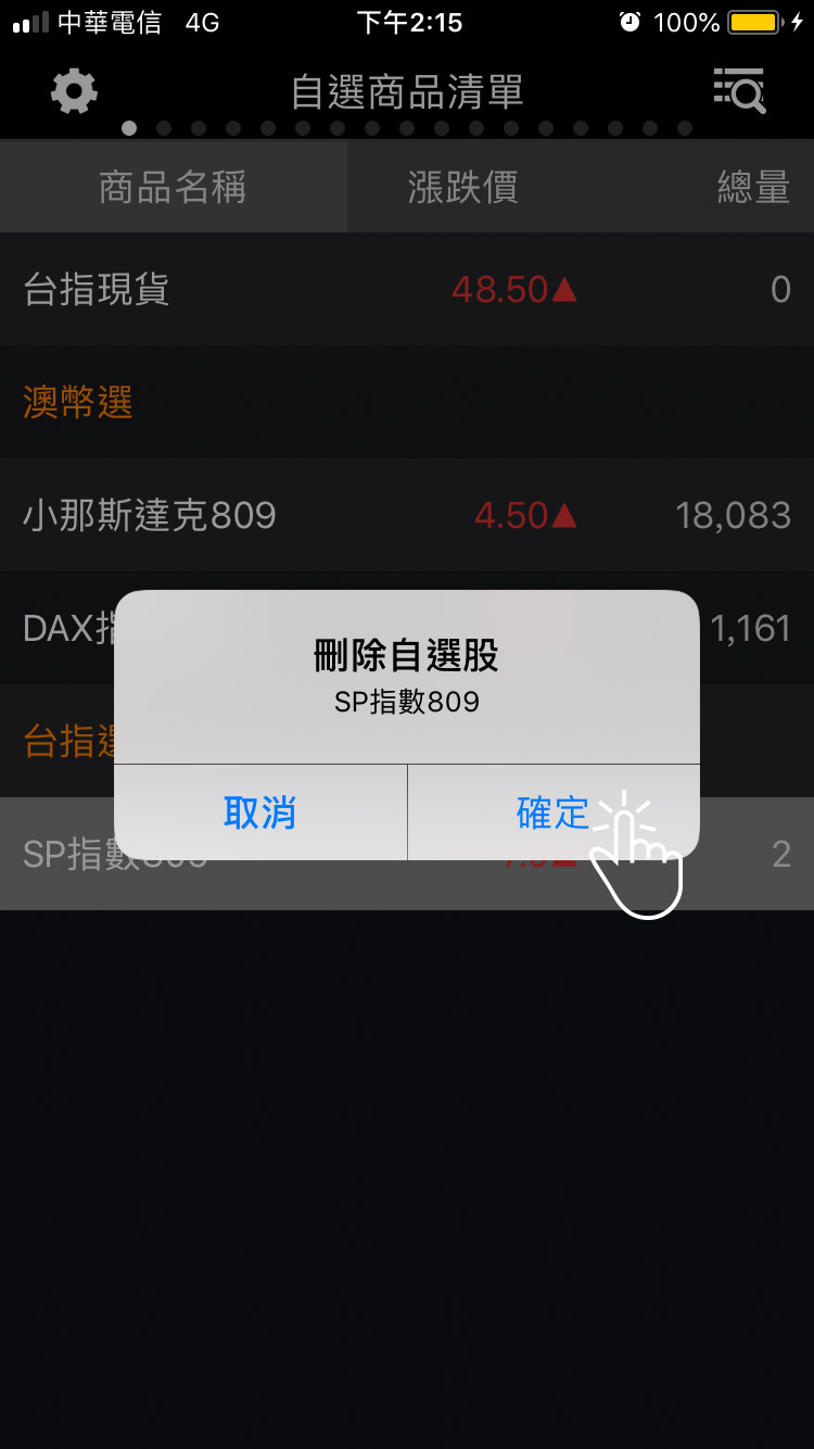 刪除自選股