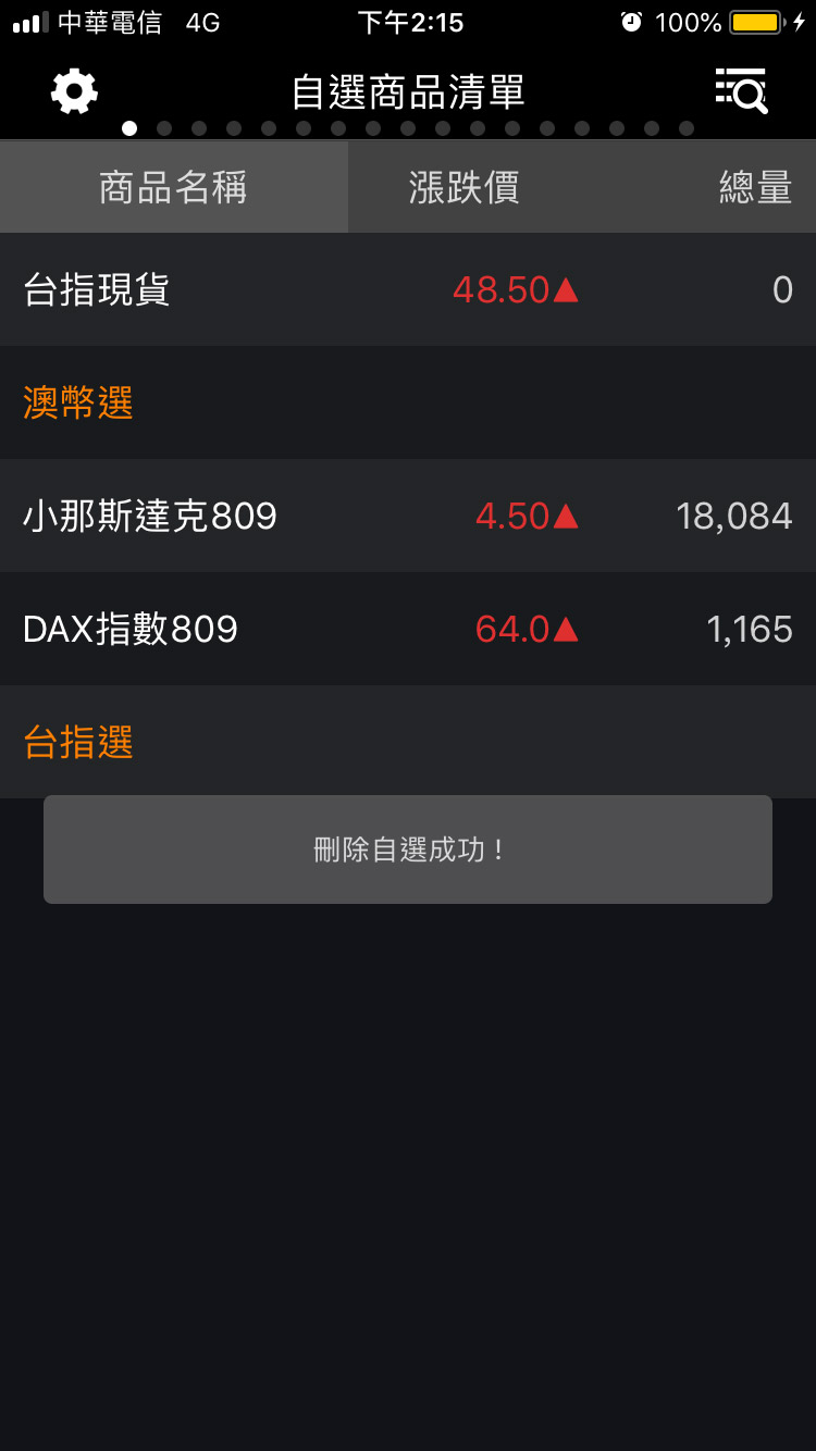 刪除自選股