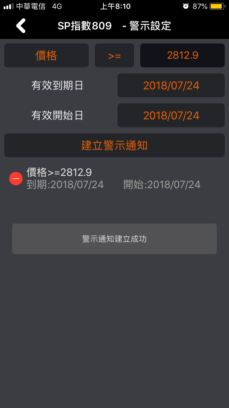 新增商品警示