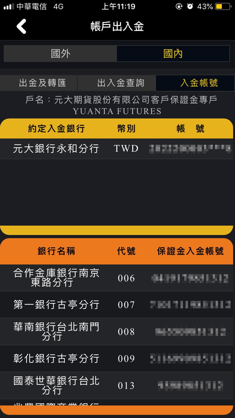 帳戶出入金